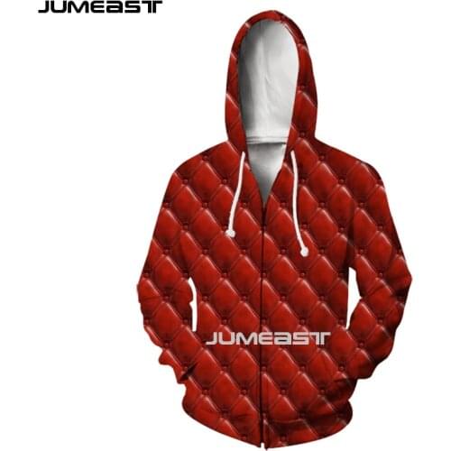Jumeast Brand Men Women 3D Printed Harajuku Red Pattern Long Sleeve Jacket Sport Pullover Fashion Zipper Hoodies