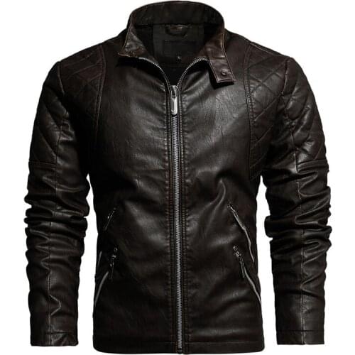 New Motorcycle Biker Leather Jackets Autumn Winter Fleece Men Leather Jackets Coats Fashion Men Locomotive Jacket Brand Clothing