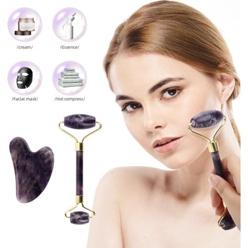 Natural Face Massager Guasha Jade Roller Stone Scraper Facial Skin Care Tools Roller Massage Neck Thin Lift Relaxation Skin Care