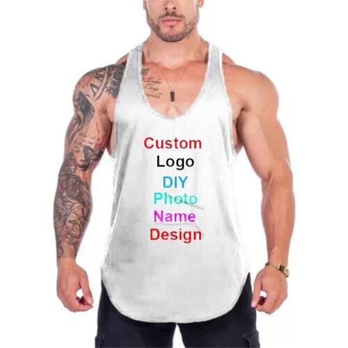 Photo or Logo Your OWN Design Customized Mens Mesh Fitness Clothing Gym Stringer Tank Top Men Bodybuilding Vest Workout Shirt