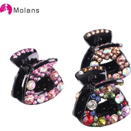 Molans New Triangle Color Rhinestones Hair Claws Women Black Small Hairpins Shiny Rhinestone Hair Clips Fashion Hair Accessories