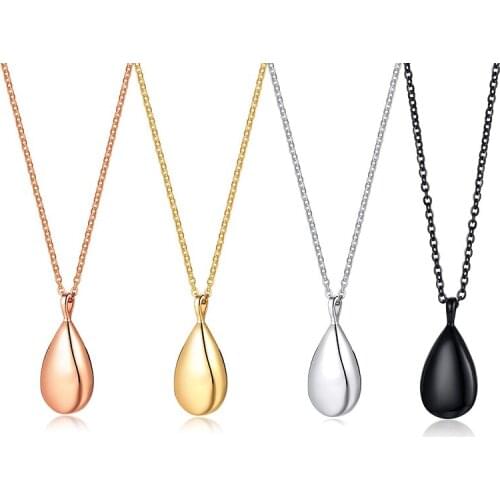 2021 Fashion And European And America Stainless Steel Openable Water Drop Urn Temperament Pendant Necklace Suitable For Women