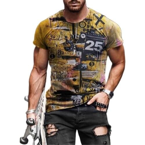 2021 Summer New European And American Trend Fashion Mens T-shirts Clothes 3D Street Fashion Oversize Short-Sleeved Shirt
