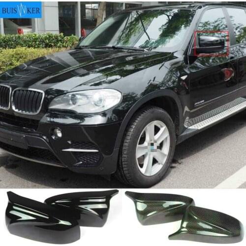 A Pair Carbon Fiber/ABS Mirror Cover X5 X6 Car Side Rearview Mirror Cap Cover Replacement For BMW X5 X6 E70 E71 2007-2013