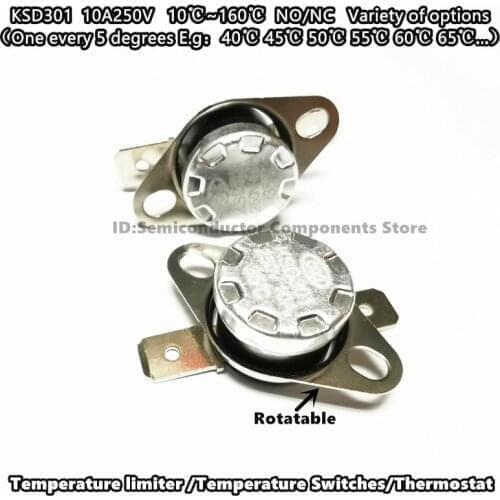 KSD301 250V 10A 100℃ 110degree 120 130 140 150 160 Temperature Switch Thermostat Normal Closed NC Thermal Sensor Control Switch