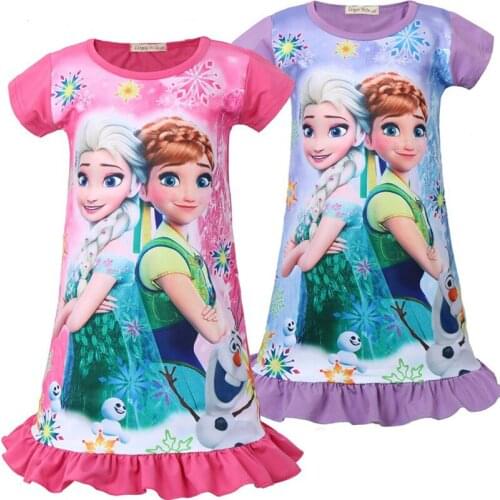Girls Dress Dress Summer Short Sleeve Anna Elsa (Anna Elsa) Party Princess Dress Costume Elsa (Elsa) Dress Girl Child Costume