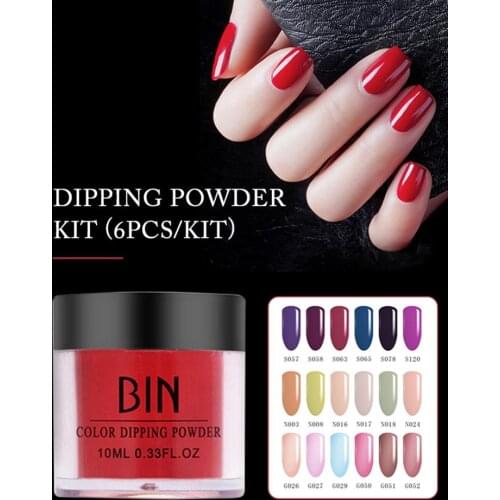 Dipping Power Kit Nail Glitter Powder Dry Chrome Powder Nail Art Glitter Holographic Powder DIY Nail Art 6Pcs/Set