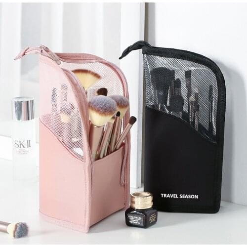 1Pc Stand Cosmetic Bag for Women Clear Zipper Makeup Bag Travel Female Makeup Brush Holder Organizer Toiletry Bag