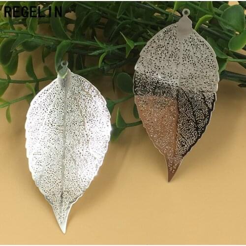 REGELIN 6 Color Big Leaf Pendant Charms Vintage Metal Leaf Jewelry Findings for DIY Fashion Necklace Women Jewelry Accessories