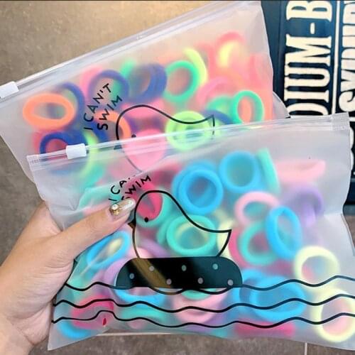 50/100pcs/Set Girls Candy Color Elastic Solid Nylon Band Durable Ponytail Holder Small Fashion Rubber Band Kids Hair Accessories