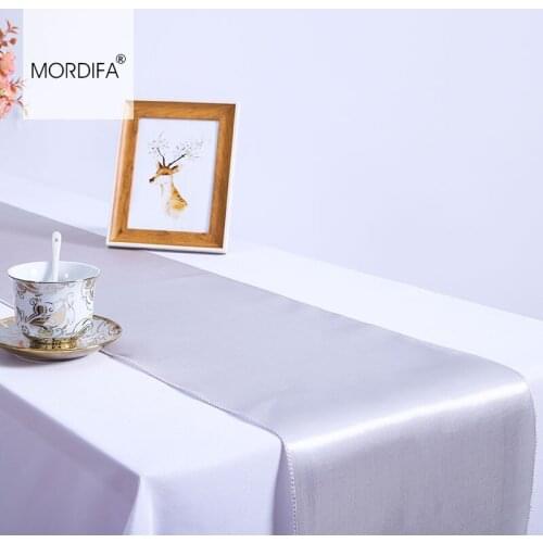 Silver Satin Wedding Table Runner Decorations Fashion Christmas Table Runners Modern Luxury Restaurant Coffee Table