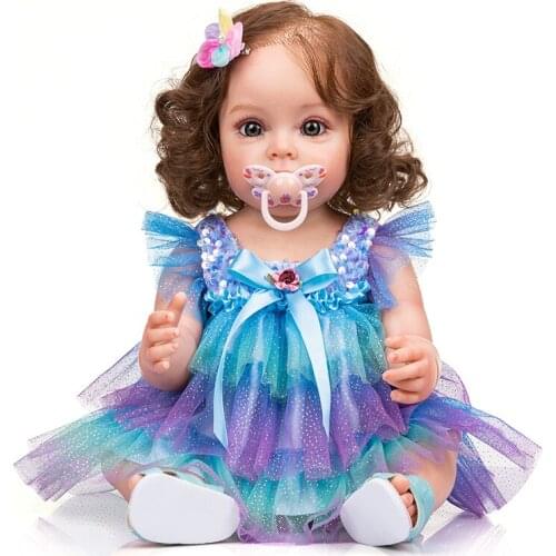 55cm Silicone Reborn Toddler Girl Rooted Hair Waterproof Toy for Girls Christmas Gift
