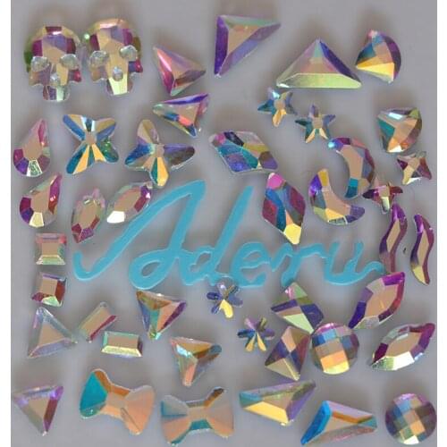 Aderu special shape crystalAB mix lead free hot fix rhinestone for nail art ornament garment shoe hat scarf phone car decoration