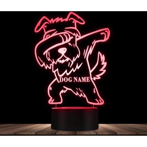 Dabbing Schnauzer Lighting 3D Optical illusion Light USB Modern Night Lamp DAB Dog Animal Glowing LED Light Home Decor Desk Lamp