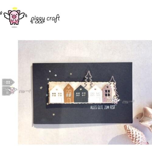 Piggy Craft metal cutting dies cut die mold 2Pcs House decoration Scrapbook paper craft album card punch knife art cutter die