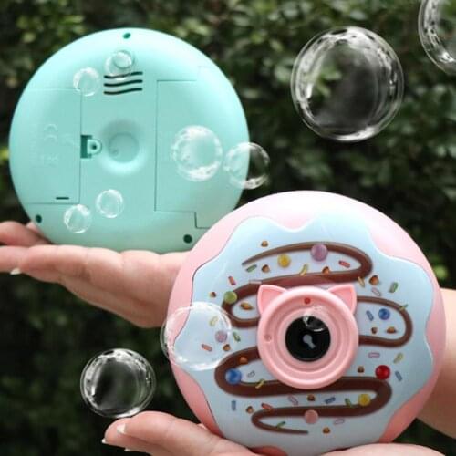 Outdoor Bubble Machine Donuts Design Electric Kids Toy Automatic Light Music Effect Baby Bathroom Toy for Children