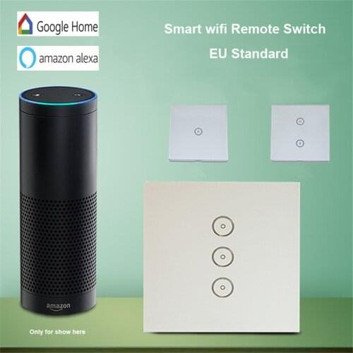 Smart Home 10A/Gang Wifi Smart Switch EU 1/2/3 Gang Touch Panel Wireless Remote Wifi Light Switch Works With Alexa Google Home