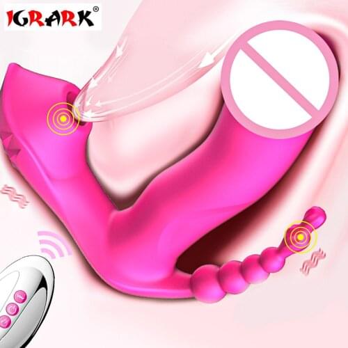 Sex Toys for Women 3 IN 1 Sucking Vibrator 7 Modes Vibrating Sucker Anal Vagina Clitoris Stimulator Wearable Oral Suction Erotic
