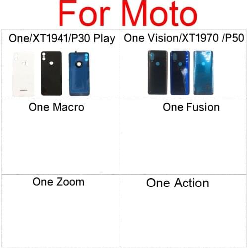 Rear Battery Door Housing Glass Back Cover Case For Motorola Moto One XT1941 One Fusion Vision XT1970 Macro Zoom P30 Play P50