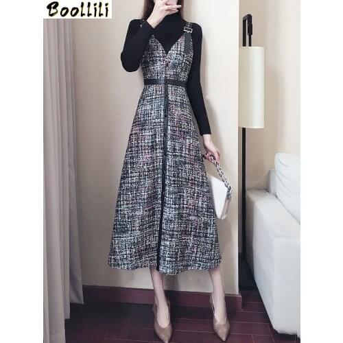 Korean Vintage Two Piece Set Party Dress Elegant OL Office Dress Spring Autumn Dress Women Dresses Clothes 2020 Vestidos