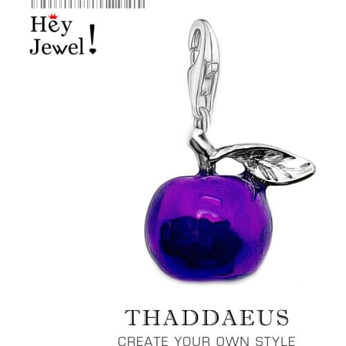 Lovely Blue Enamel Apple Pendant Charm For Women Girls 925 Sterling Silver Pendants For Neck Collier Fashion Jewelry Gift