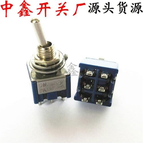 10pcs/lot Toggle switch Toggle switch blue MTS-202 3A/250V 6A/125V double 6 feet 2 files