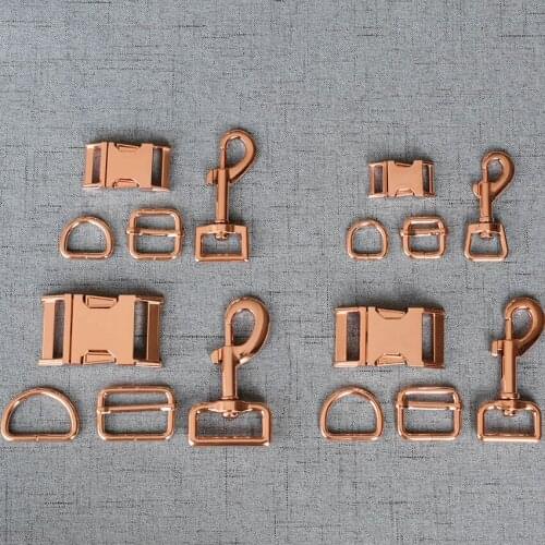 50 Sets 15mm/20mm/25mm/32mm Webbing Dog Collar Paracord Metal Buckle Semicircular Clasp Belt D Ring Snap Hook Adjuster Harness