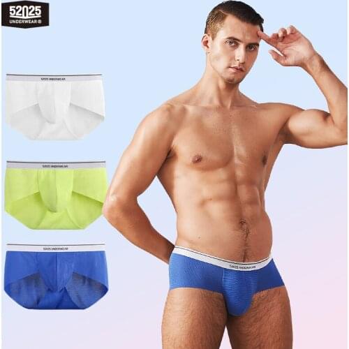 52025 Men Underwear Briefs Soft Quick-drying Mesh Fabric Light Seamless Breathable Comfy Underpants Men Slips Men Sexy Underwear