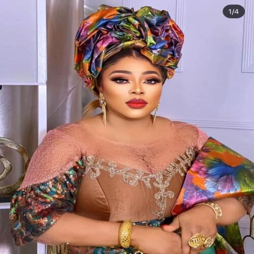 African Multi Color Sego Headtie High Quality, 019 2pcs/Bag Headscarf, 100% African Sego Headtie & Wrapper For Wedding