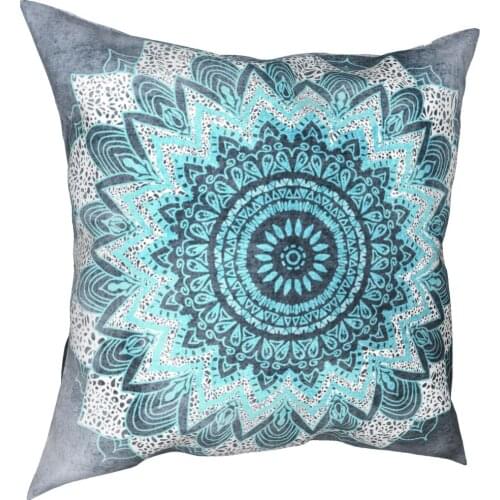 Bohochic Mandala In Blue Pillowcase Soft Polyester Cushion Cover Gift Floral Pillow Case Cover Sofa Square 45*45cm