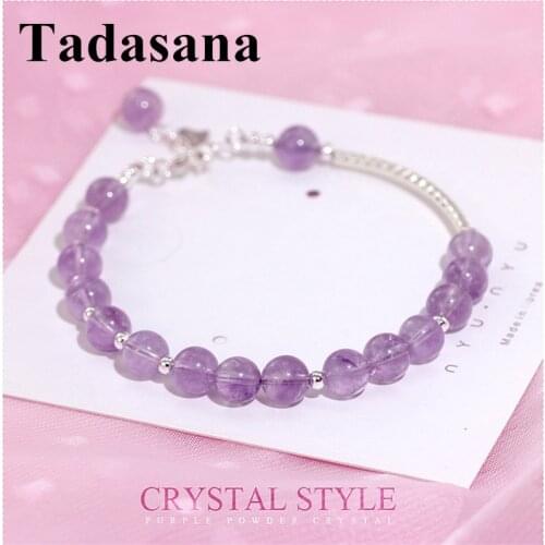 Handmade 925 Silver Bracelet For Women Jewelry Vintage Amethyst Natural Stone Bbeads Bracelet For Lucky Friendship Gift