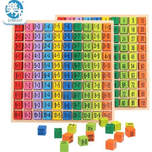 Baby wooden Toys 99 Multiplication Table Math Toy 10*10 Figure Blocks Baby learn Educational montessori gifts free shipping