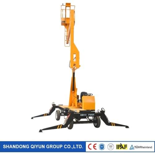 Qiyun CE ISO 12 14 16m Hydraulic Self Propelled Cherry Picker Boom Lift Diesel Boom Lift Telescopic Spider lift