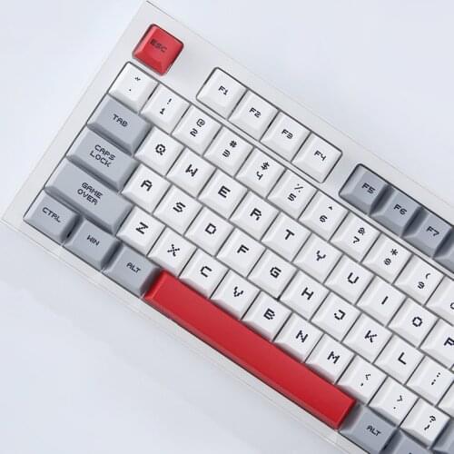 114key Red and white machine Dye Sublimation PBT keycap For Wired USB mechanical keyboard Cherry MX switch keycap