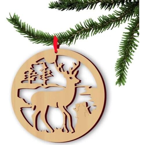 Laser cutting small wood craft christmas tree ornaments