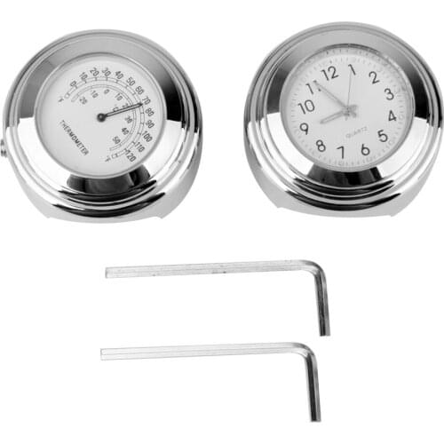 Motorcycle 7/8"-1" Handlebar Clock Temperature Gauge Meter Thermometer