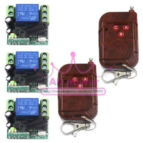 New Arrival !!! DC 12V 10A 1CH 315MHZ Wireless Remote Control Switch System 3 RC Receiver + 2 RC Transmitter