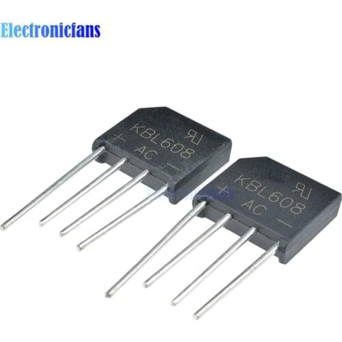 5PCS KBL608 800V 6A Diode Bridge Rectifier Single Phase Bridge Rectifier KBL-608 New Arrival