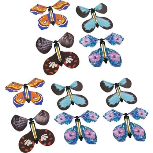 OOTDTY 10 Pcs Flying in the Book Fairy Rubber Band Powered Wind Up Butterfly Toy Funny Gifts