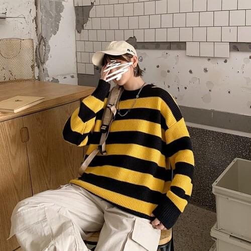 Oversized Autumn Winter Sweater Women Casual Woman Sweater Pullovers Striped Jumper Warm Teen Gril Boys Sweaters