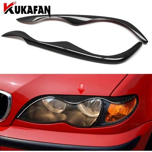 Real Carbon Fiber Headlight Head Light Lamp Cover Eyelid Eyebrow Trim For BMW 3 Series E46 2Door Coupe 2002-2005