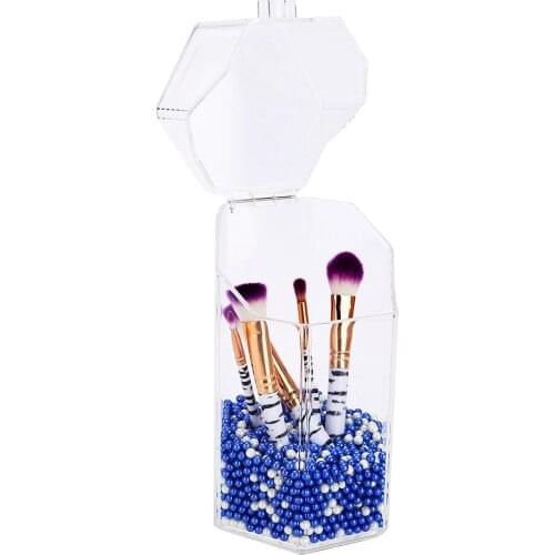 Plastic Dust-proof Cosmetic Nail Brush Storage Box Makeup Holder with Pearls Holder box Lipstick Rack Cosmetic Brush Holder