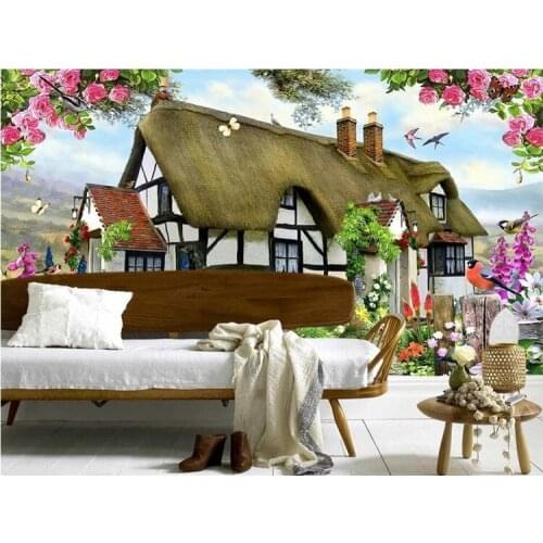 Custom wallpapers Gorgeous Pastoral English Country Cottage Rose Garden Childrens Room TV backdrop mural 3d wallpaper