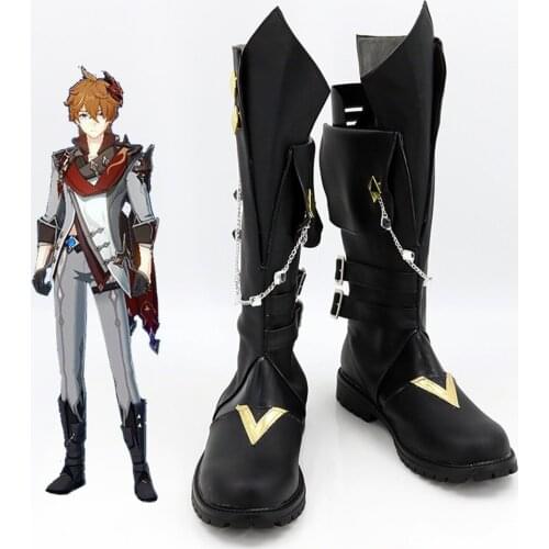 Genshin Impact Tartaglia Shoes Cosplay Men Boots for Halloween Christmas Party Masquerade Anime Shows Halloween Outfit