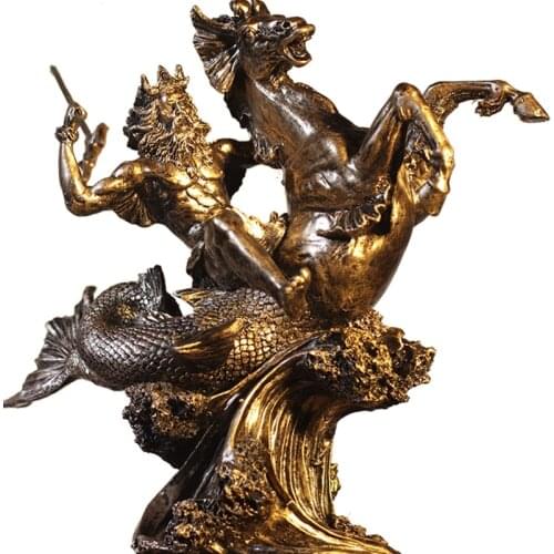 ANCIENT GREEK MYTHOLOGY POSEIDON WARRIORS CRAFTS SCULPTURE HOME FURNISHING STATUETTE OFFICE DECORATION POSEIDON HARVEST GOD R219