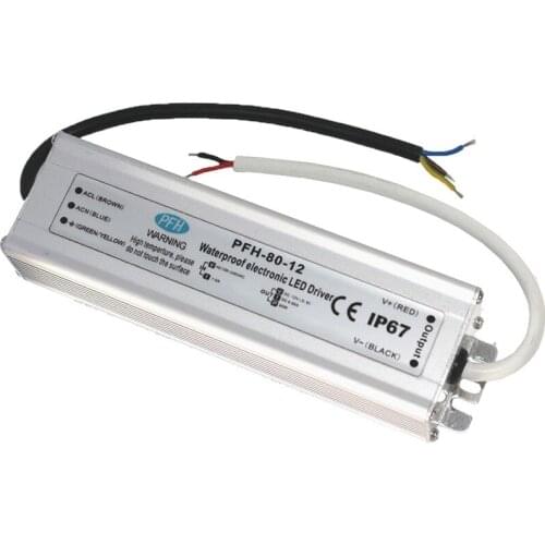 IP67 Waterproof LED Driver 12V/6.6A/80W waterproof IP67 power supply;CE approved power supply;AC 110-240V input;12V/80W output