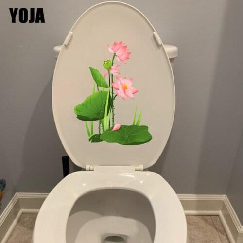 YOJA 17.9*24CM Summer Blooming Lotus Bathroom Decoration Toilet Sticker Fashion Room Wall Decal T1-0906