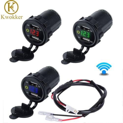 KWOKKER Bluetooth Smart Searching Car Dual USB Cigarette Lighter Charger 4.2A Quick Charger Car Voltage Motorcycle ATV Tractor