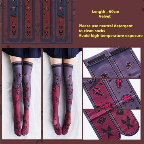 3D Printed Women Sexy High Knee Thin Stockings Japanese Cute Cartoon Funny Printing Girl Cosplay Colorful Stockings For Gift
