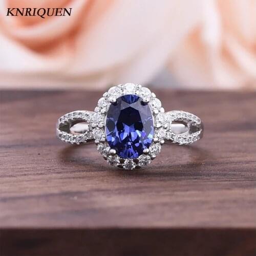 2021 Trend Vintage 925 Sterling Silver 8*10mm Sapphire Gemstone Rings for Women Party Wedding Engagement Ring Anniversary Gift